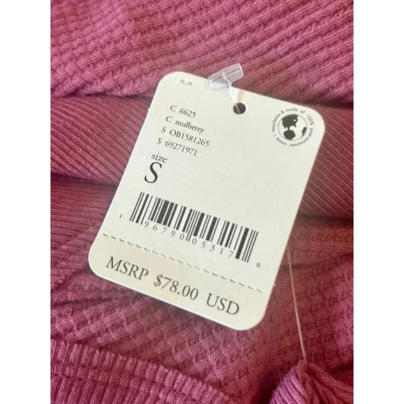 Free People Santa Clara Thermal Waffle Knit Small NEW with tags Mulberry - Picture 3 of 10